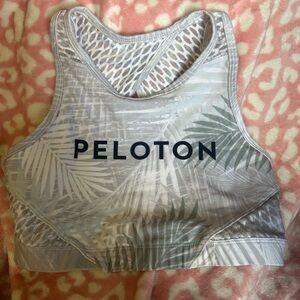 Peloton White and Gray Sports Bra